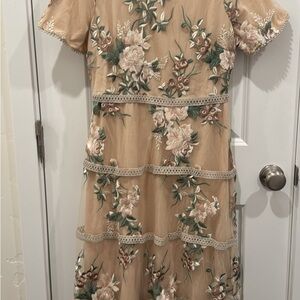 knee length dresses for ladies Rain Smocked Midi Dress in Green main image 1